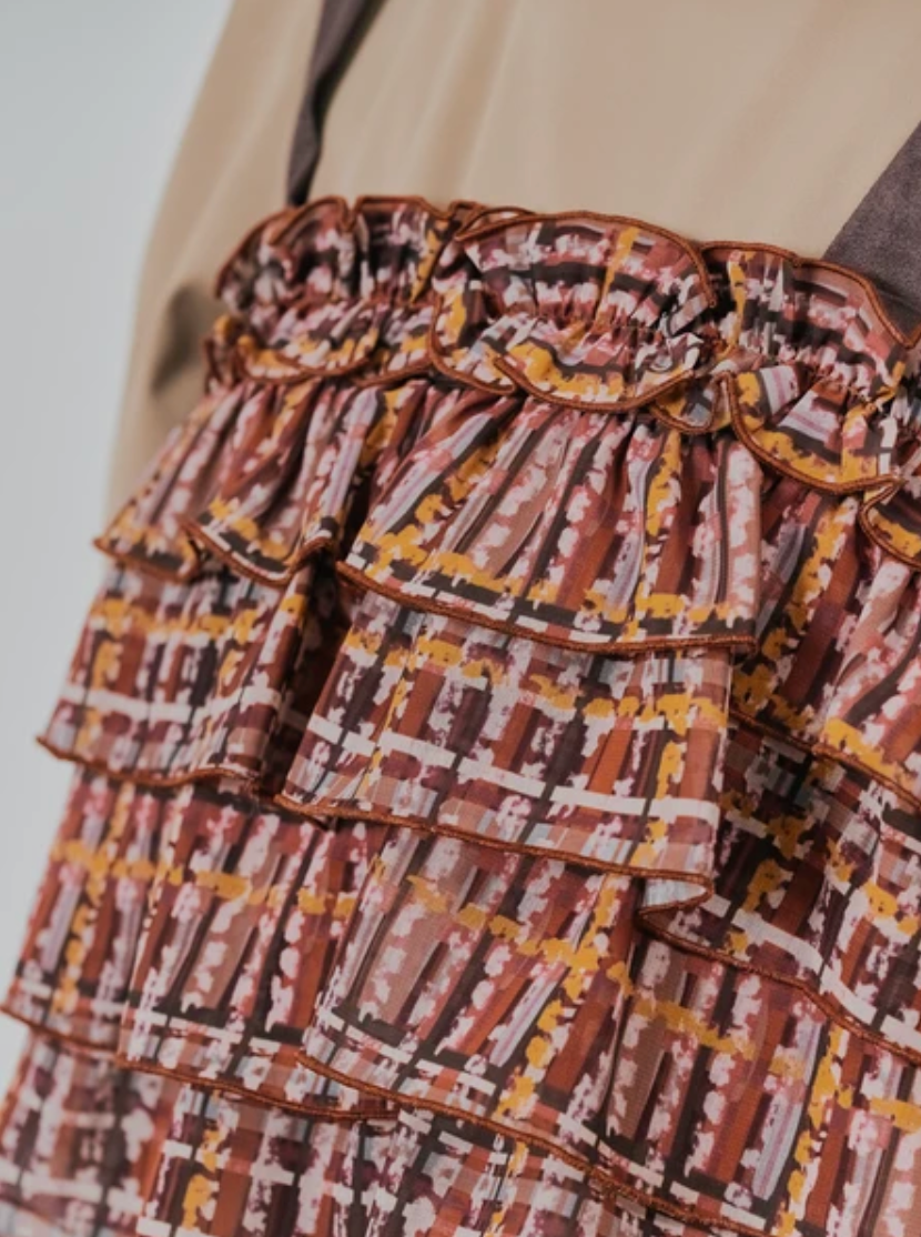 Tiered Ruffle Plaid Bustier Vest