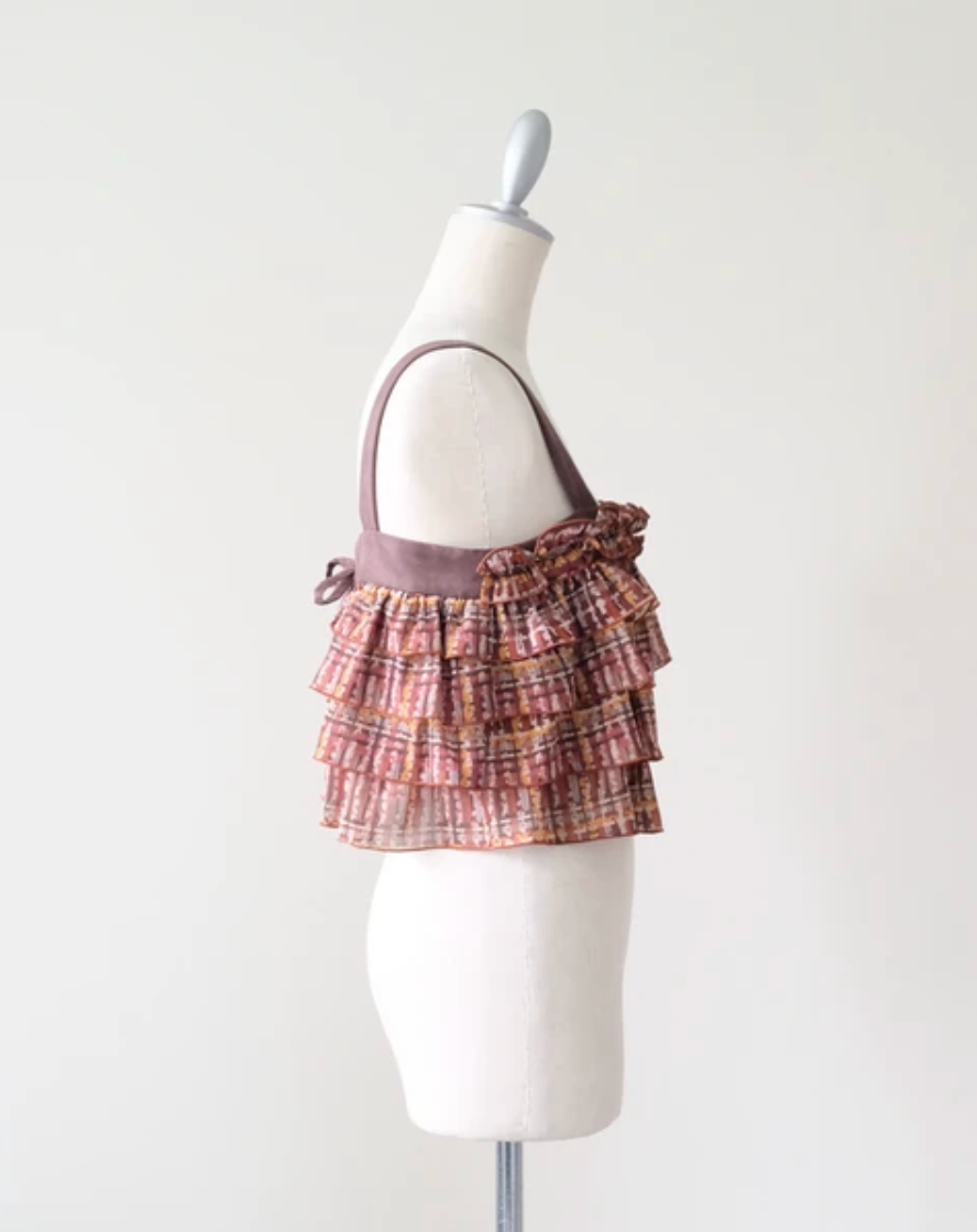 Tiered Ruffle Plaid Bustier Vest