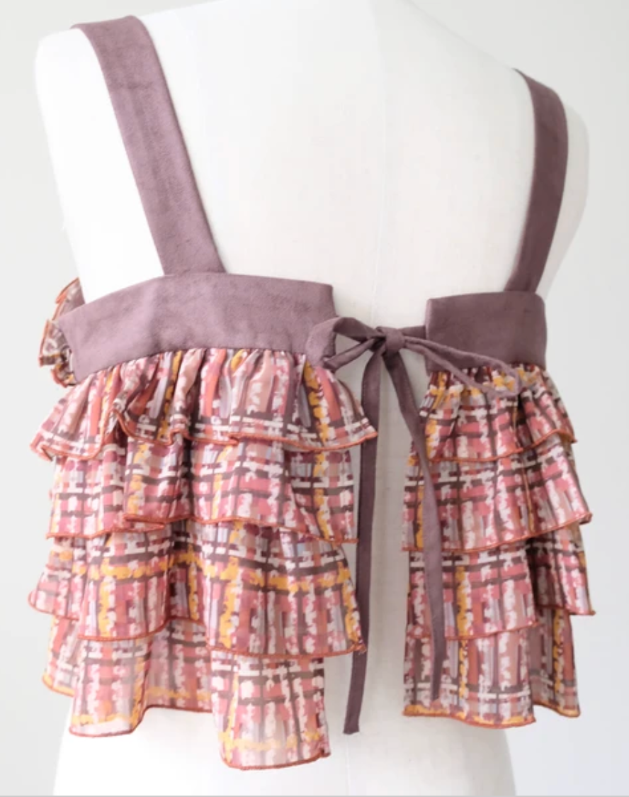 Tiered Ruffle Plaid Bustier Vest