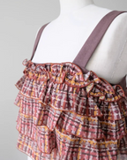 Tiered Ruffle Plaid Bustier Vest