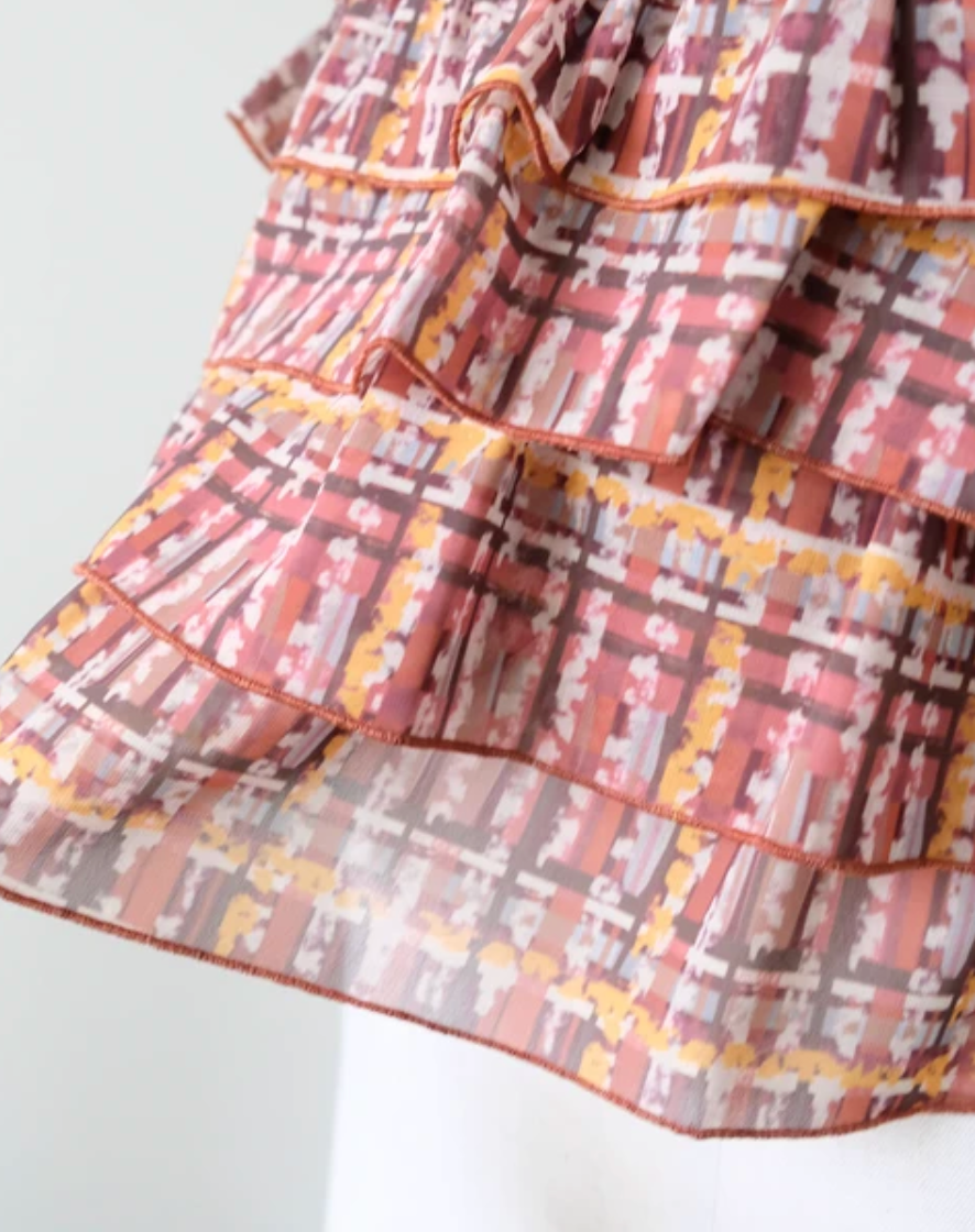 Tiered Ruffle Plaid Bustier Vest