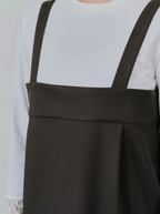 Tulle Overlay Strap Skirt with Contrast Plaid Hem