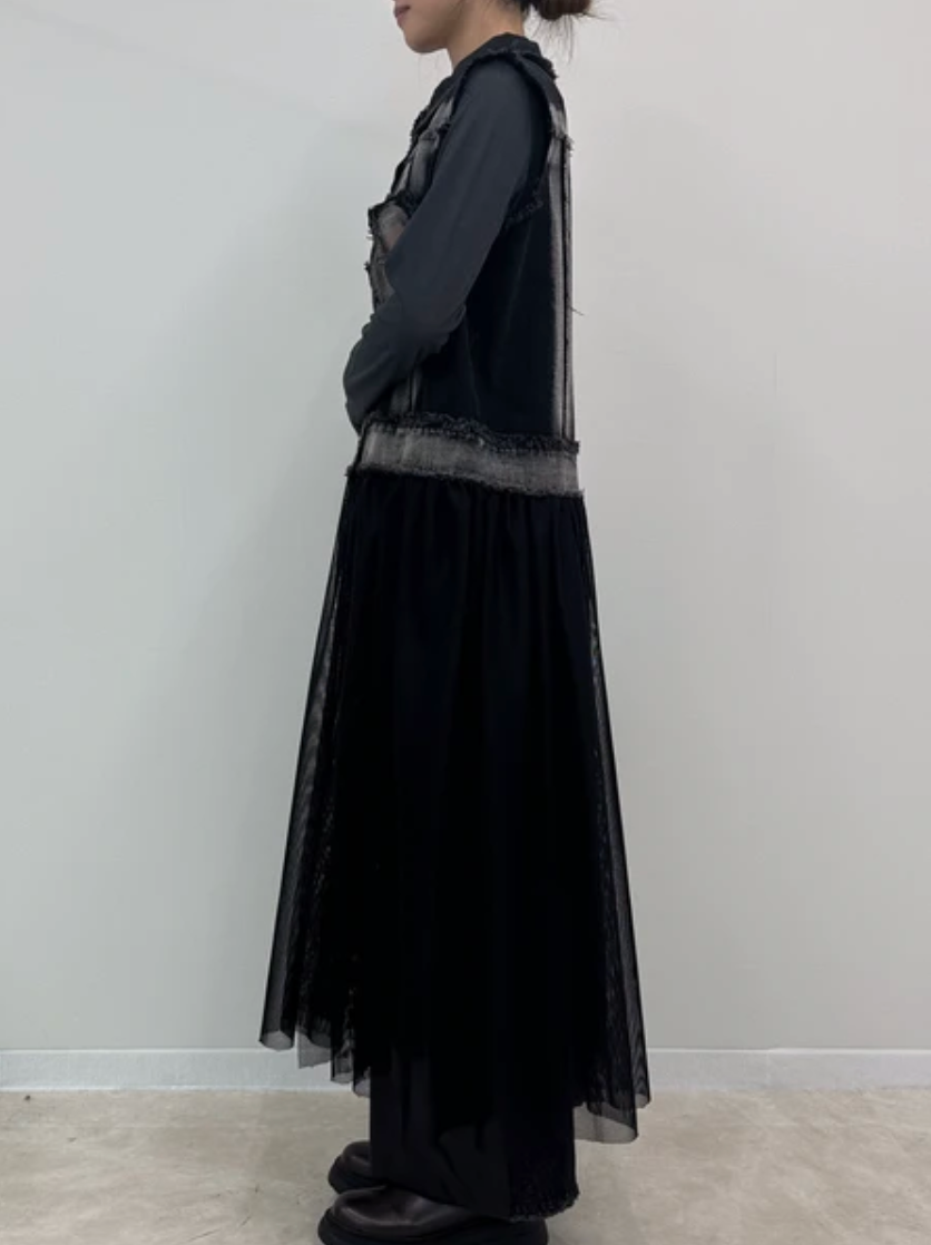 Denim Vest Tulle Layered Dress