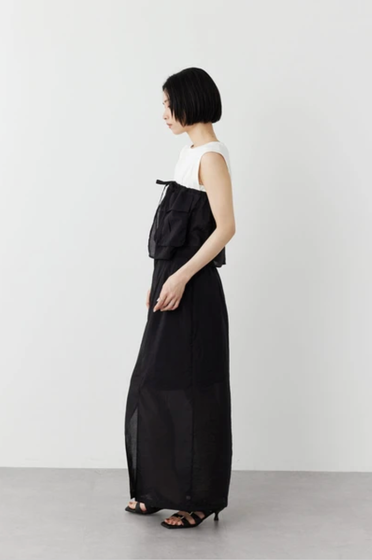 Contrast Cargo Layer Top — Black x White
