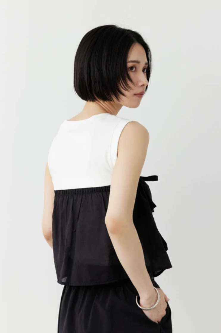 Contrast Cargo Layer Top — Black x White