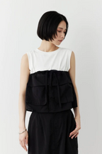 Contrast Cargo Layer Top — Black x White