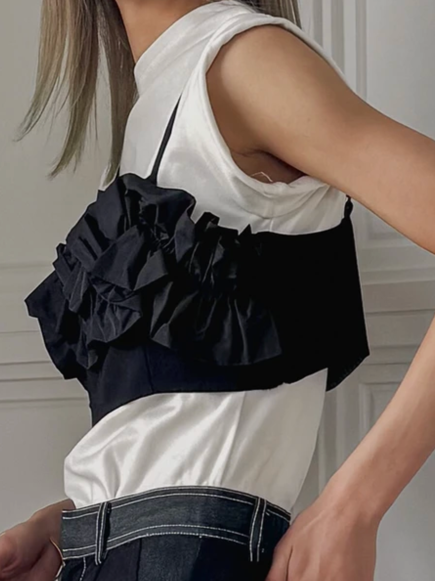 Sculptural Ruffle Crop Camisole