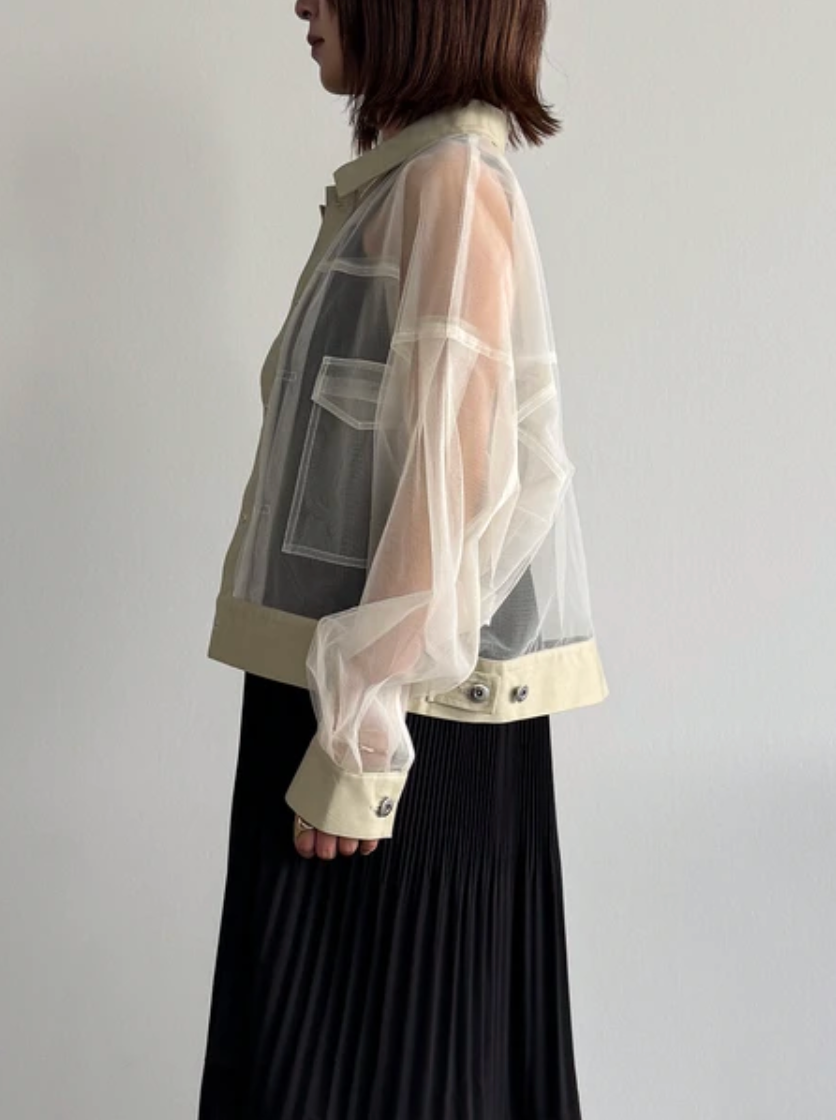 Sheer Striped Trucker Jacket