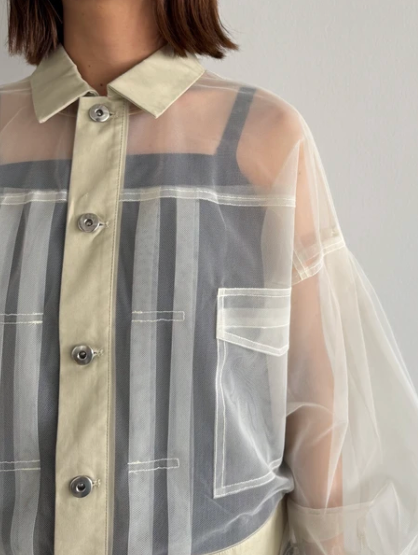 Sheer Striped Trucker Jacket