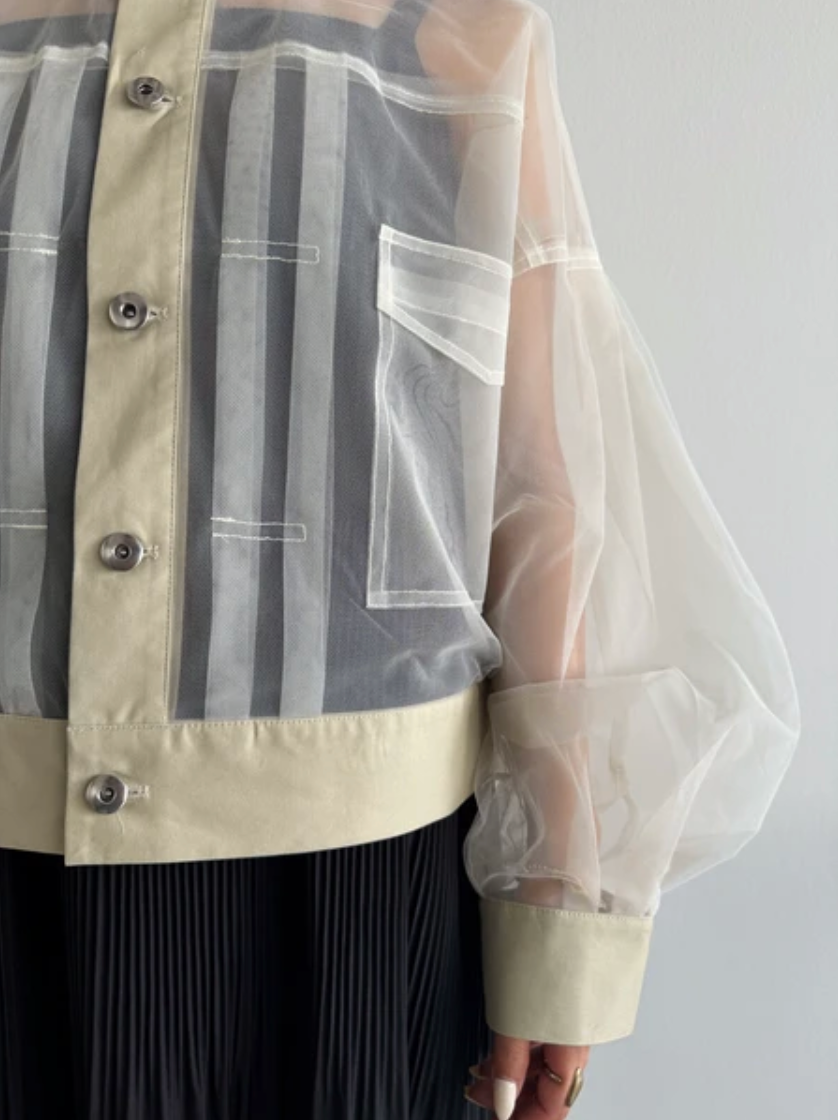 Sheer Striped Trucker Jacket