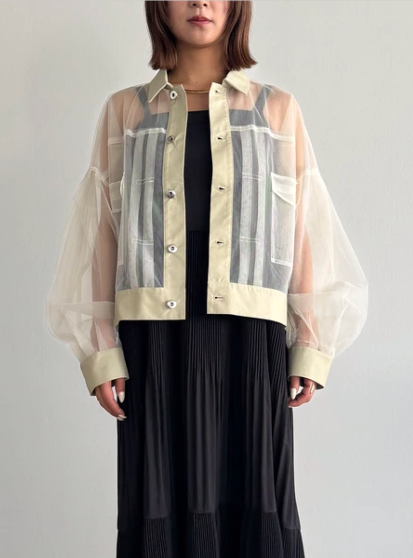 Sheer Striped Trucker Jacket