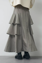 Tiered Ruffle Fishtail Maxi Skirt