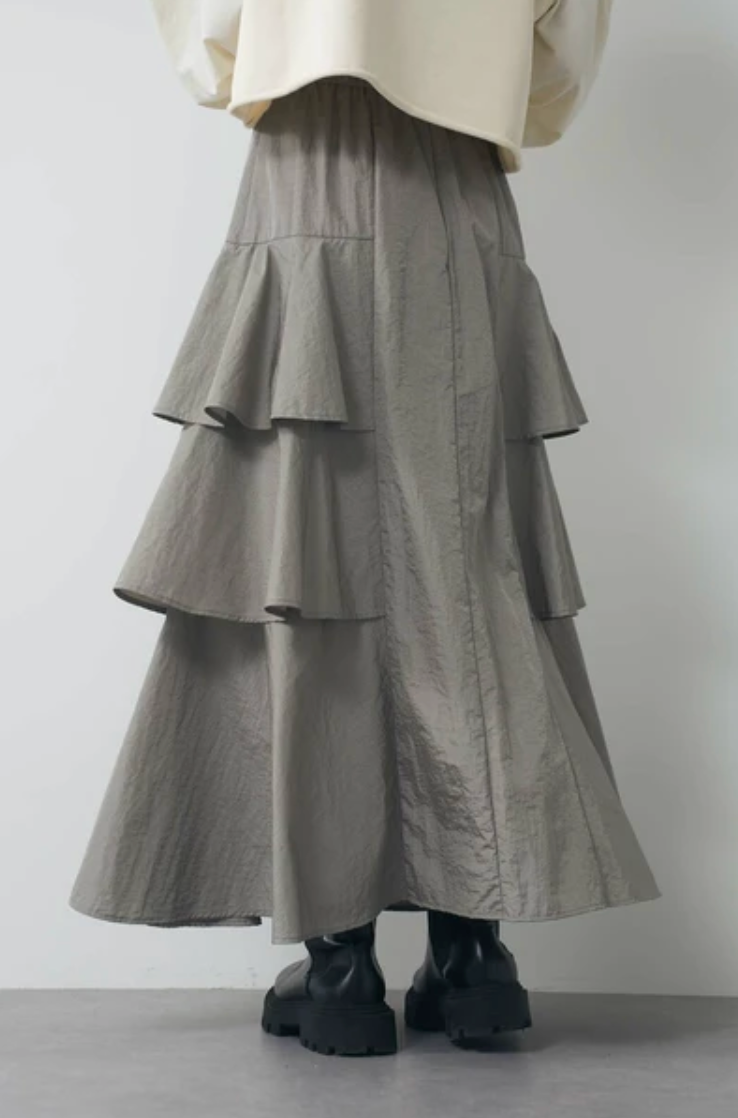 Tiered Ruffle Fishtail Maxi Skirt