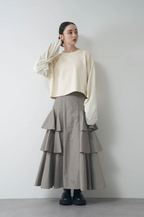 Tiered Ruffle Fishtail Maxi Skirt