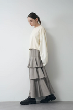 Tiered Ruffle Fishtail Maxi Skirt