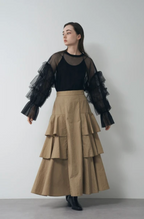Tiered Ruffle Fishtail Maxi Skirt