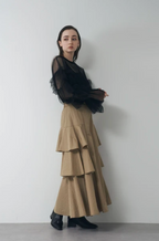 Tiered Ruffle Fishtail Maxi Skirt