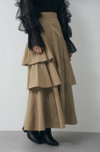 Tiered Ruffle Fishtail Maxi Skirt