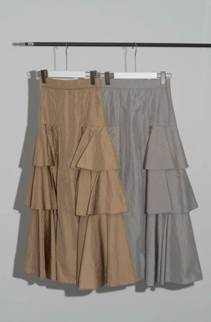 Tiered Ruffle Fishtail Maxi Skirt