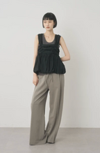 Ruffle Lace-Hem Ribbed Tank