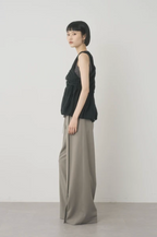 Ruffle Lace-Hem Ribbed Tank