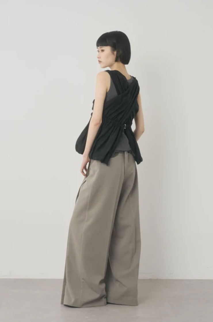 Ruffle Lace-Hem Ribbed Tank