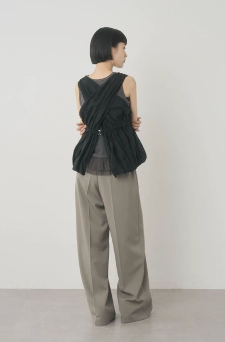 Ruffle Lace-Hem Ribbed Tank