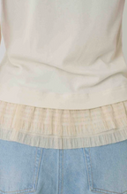 Ruffle Lace-Hem Ribbed Tank