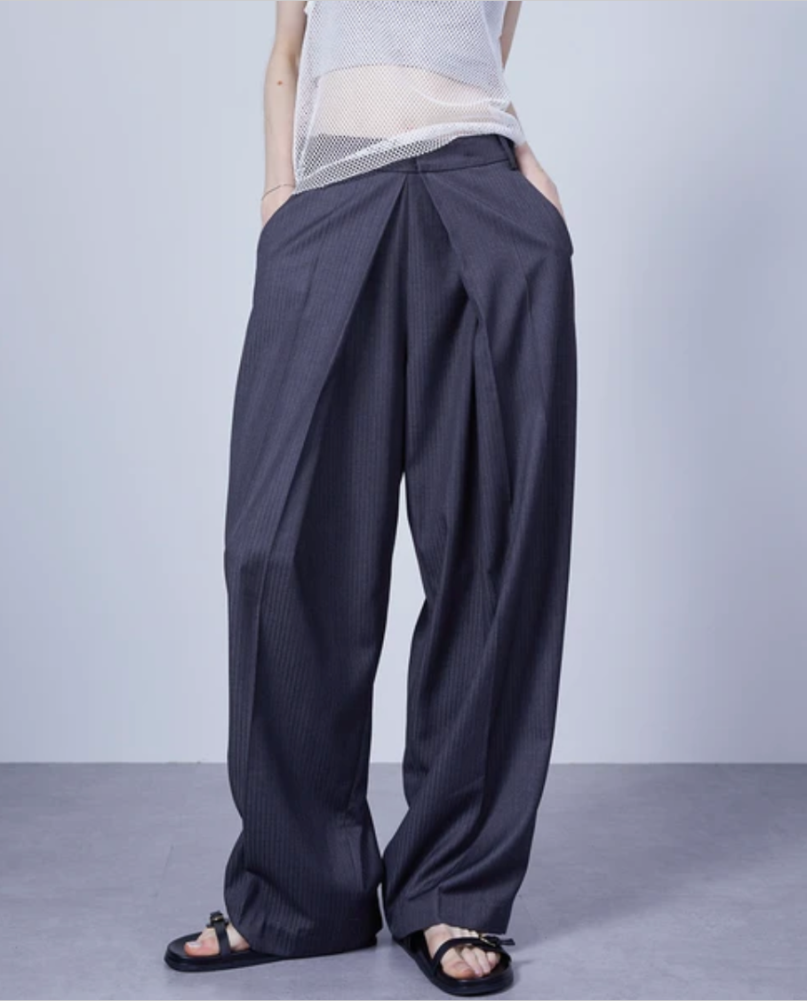 Deep Pleat Wide-Leg Trousers