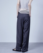 Deep Pleat Wide-Leg Trousers