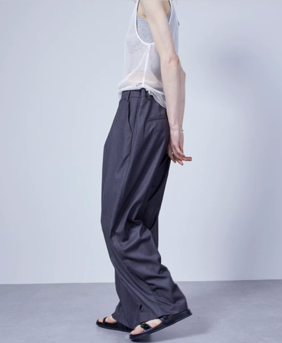 Deep Pleat Wide-Leg Trousers