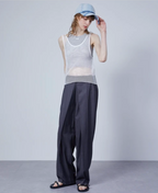 Deep Pleat Wide-Leg Trousers