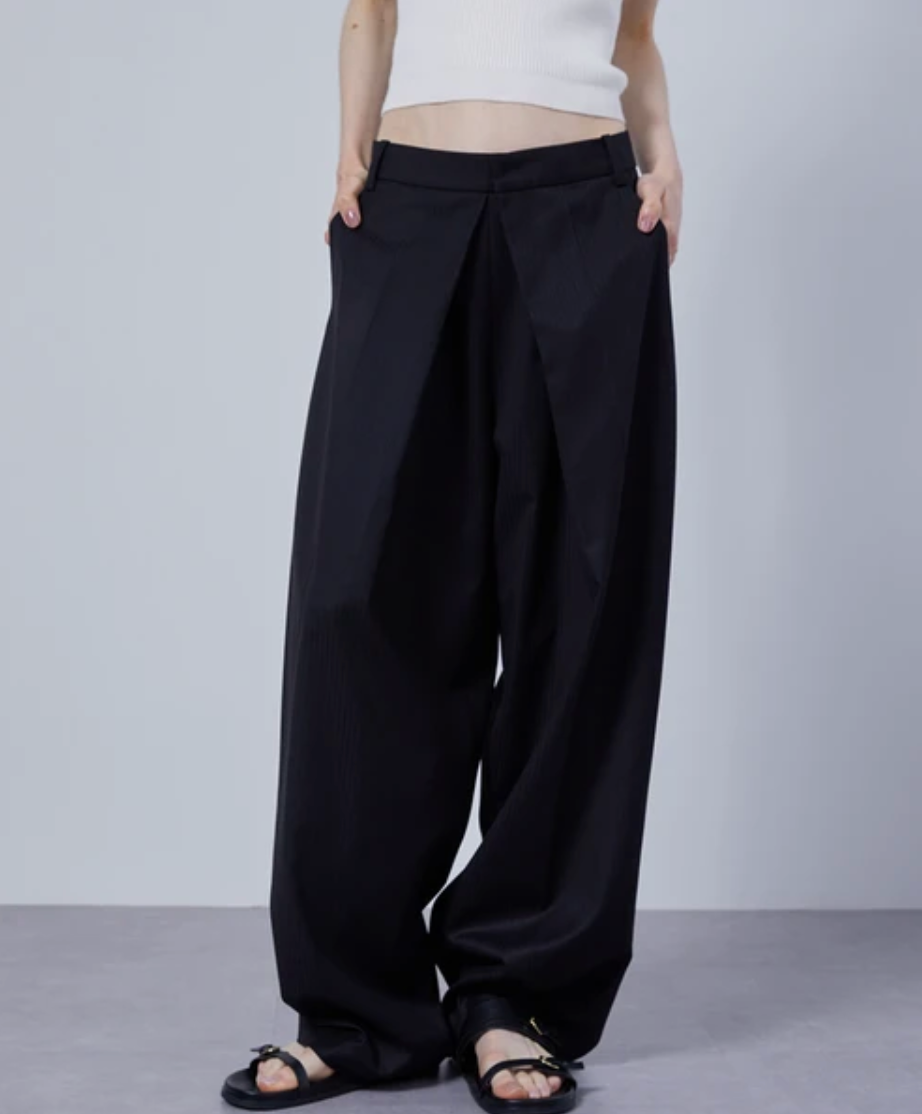Deep Pleat Wide-Leg Trousers