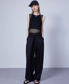 Deep Pleat Wide-Leg Trousers