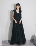 Tiered Ruffle Tulle Maxi Dress