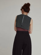 Bicolor Striped Cropped Vest