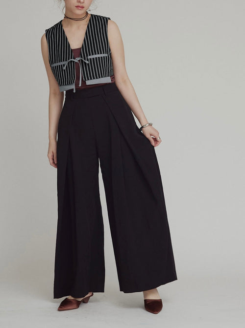 Bicolor Striped Cropped Vest M.Mood Minimal