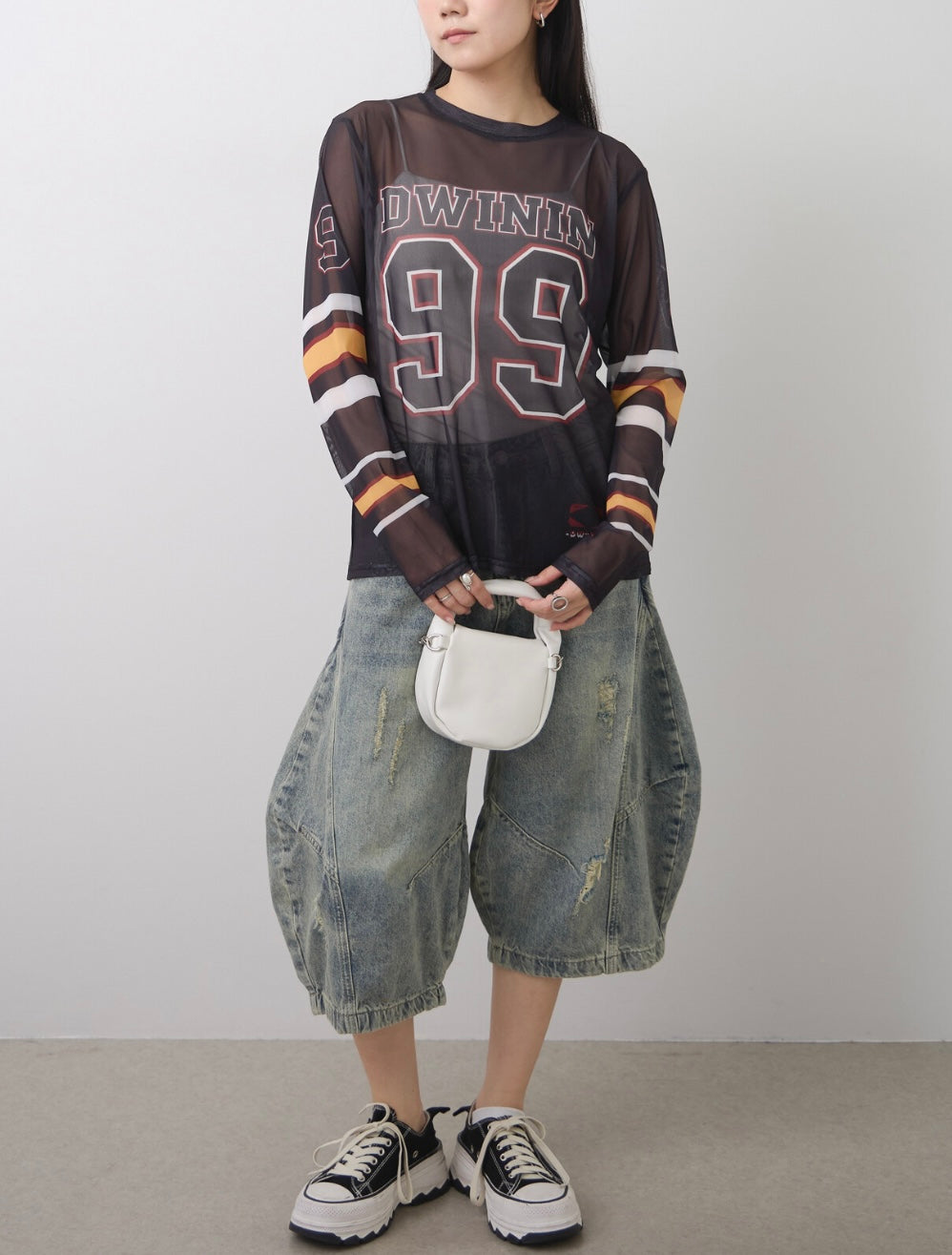 Barrel-Cut Washed Denim Shorts
