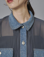 Sheer Mix Denim Short Jacket