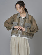 Sheer Mix Denim Short Jacket