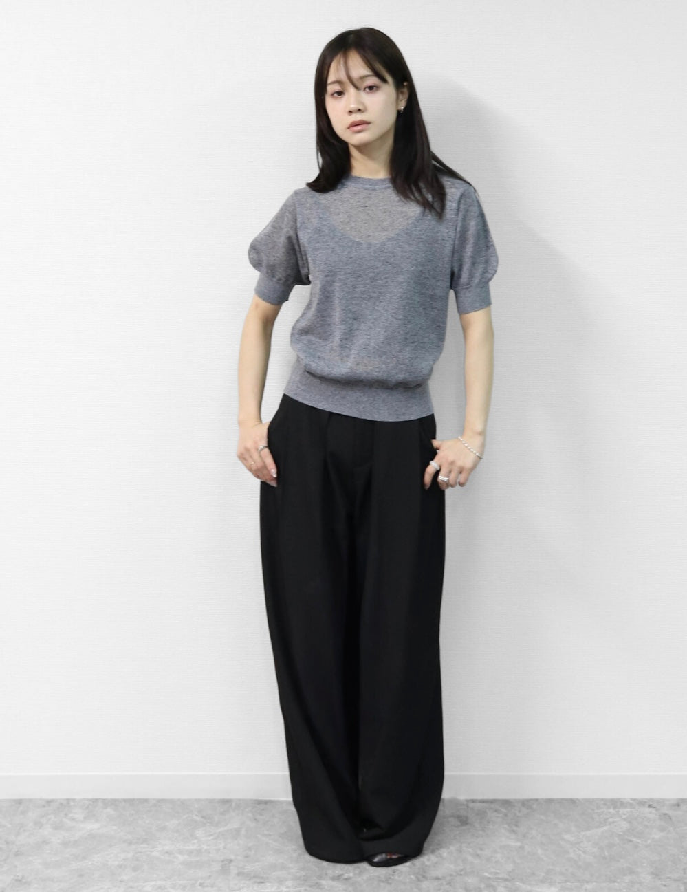 Puff Sleeve Linen-blend Knit