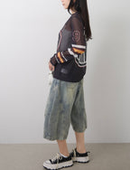 Barrel-Cut Washed Denim Shorts