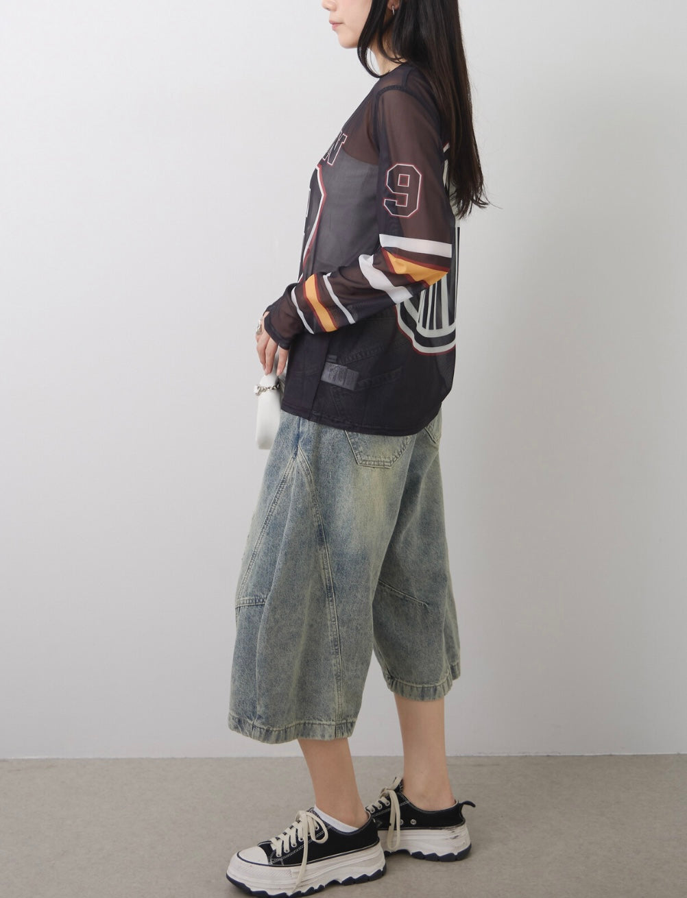Barrel-Cut Washed Denim Shorts