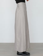 Bab Pinstripe Pleated Skirt with Diagonal Buttons