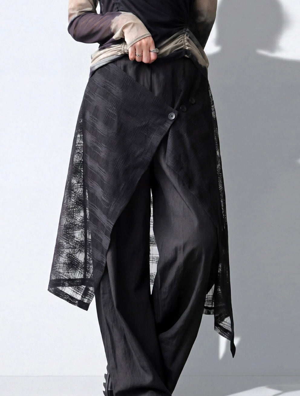 Layered Lace Wide-Leg Pants
