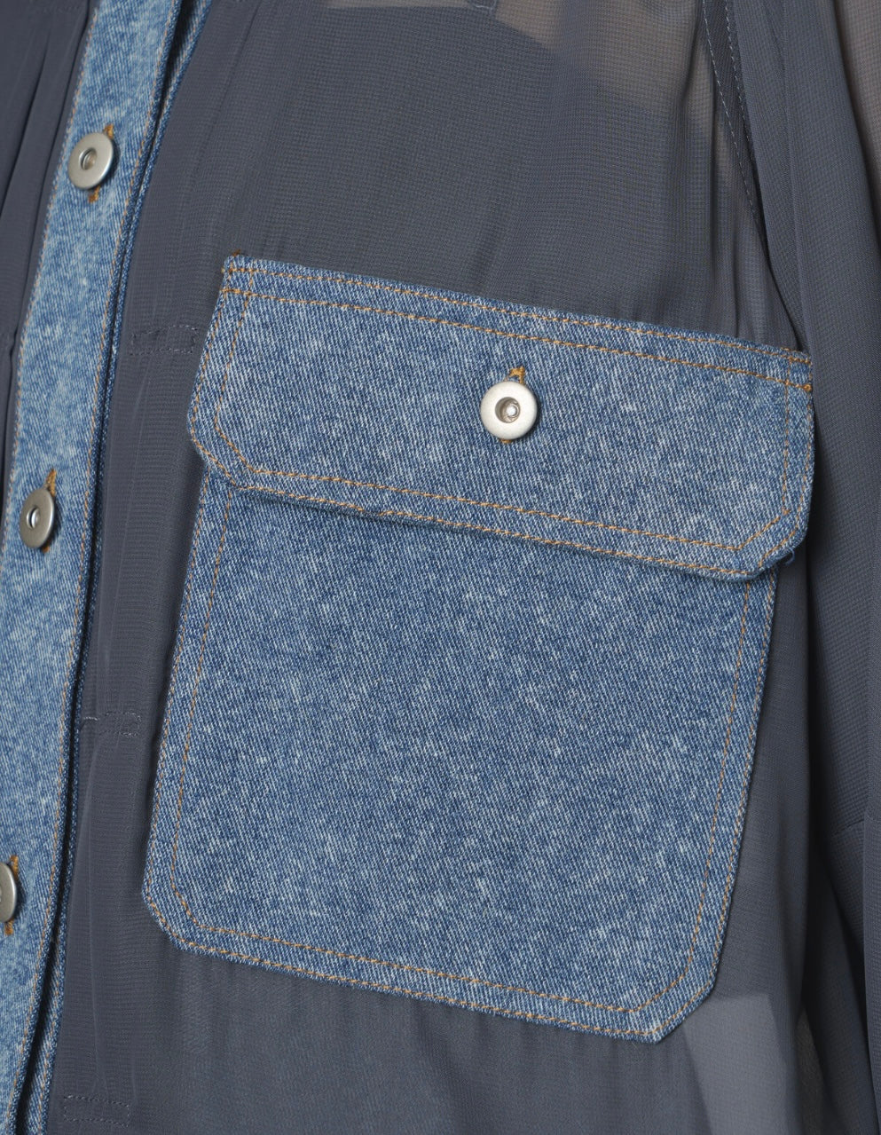 Sheer Mix Denim Short Jacket