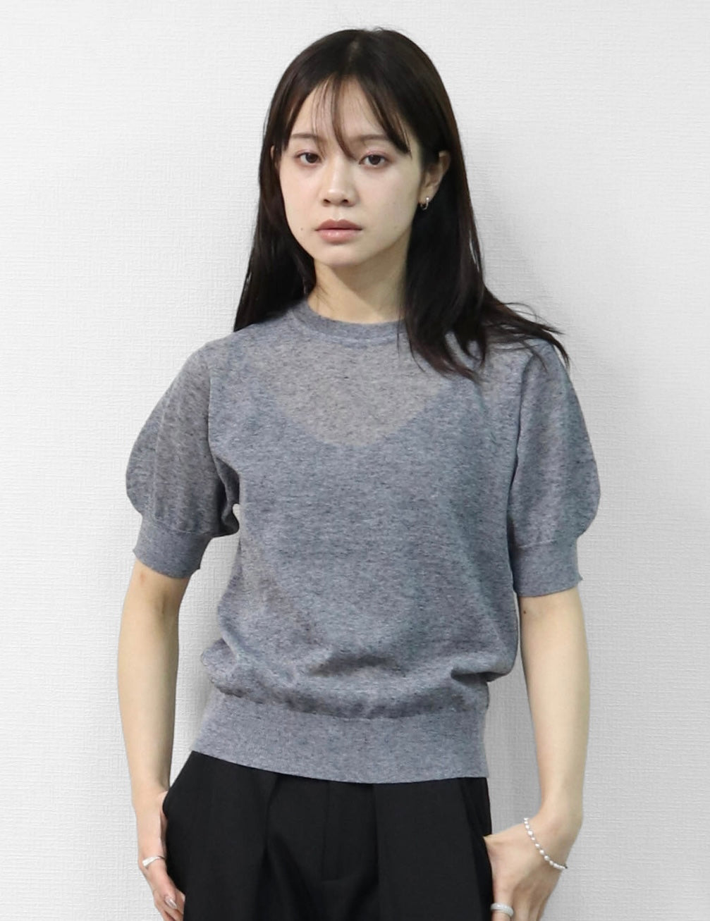 Puff Sleeve Linen-blend Knit