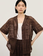 Embroidered Sheer Short Sleeve Shirt