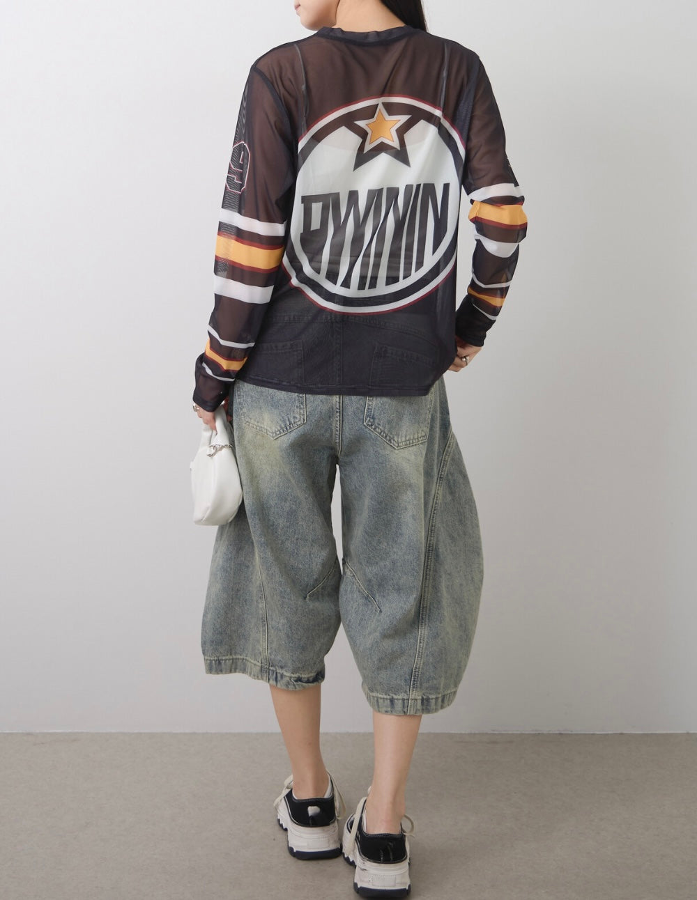Barrel-Cut Washed Denim Shorts