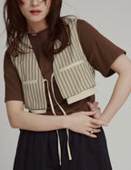 Bicolor Striped Cropped Vest